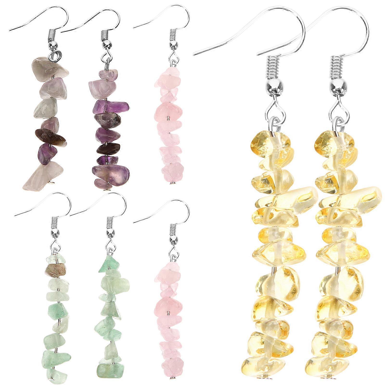 Here's a polished and professional product description based on your input:
**4 Pairs Natural Stone Dangle Earrings for Women – Lightweight