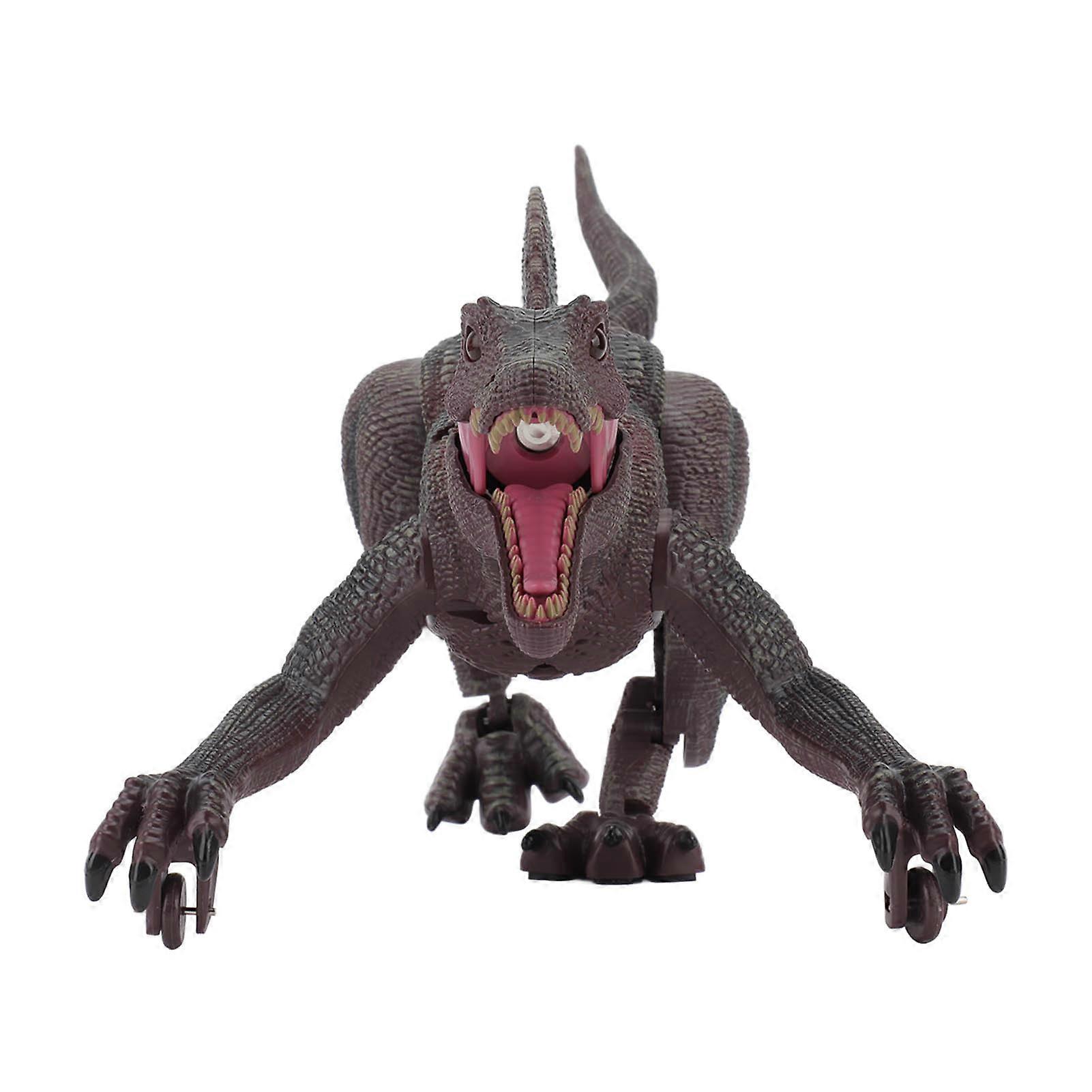 Remote Control Dinosaur Toy Lifelike Light Roaring Sound Electronic Walking Dinosaur with Water Spray Red 