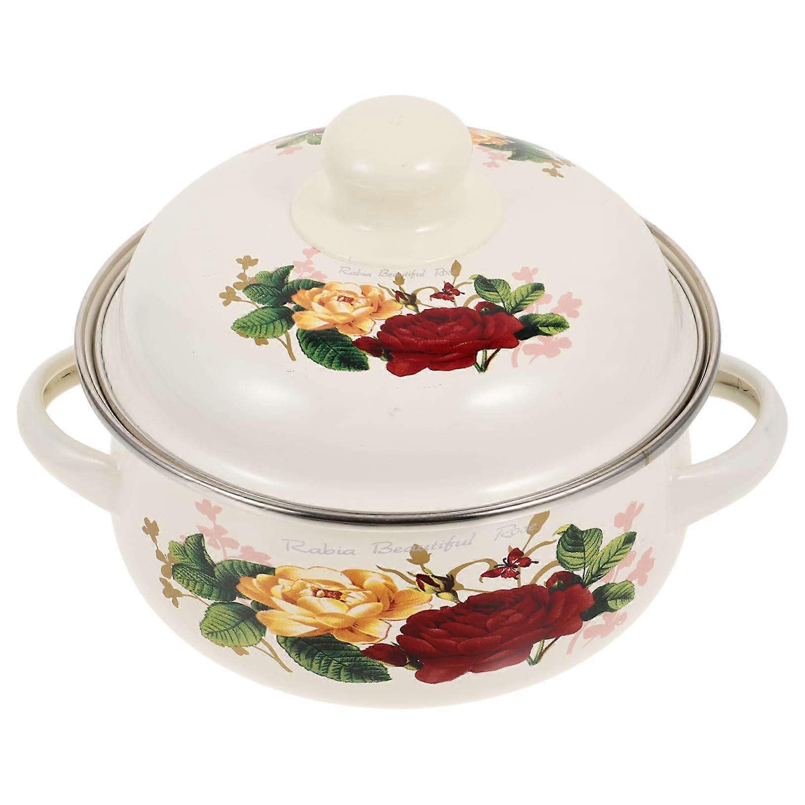 Cooking Utensils Double Handle Enamel Soup Pot Robust Stew Pot for Gas and Electric Cookers Practical and Durable for Chinese Medicine and Traditional