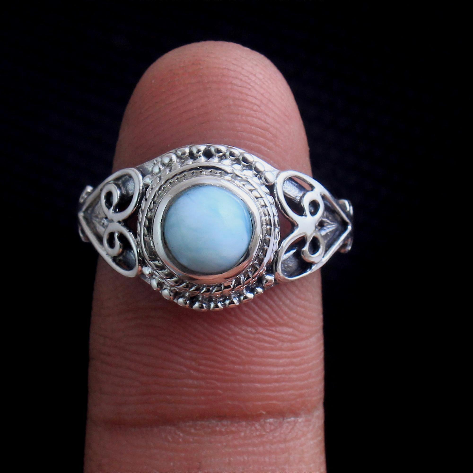 Natural Larimar Gemstone Ring Solid 925 Sterling Silver Statement Jewelry Handmade Ring, Women Ring