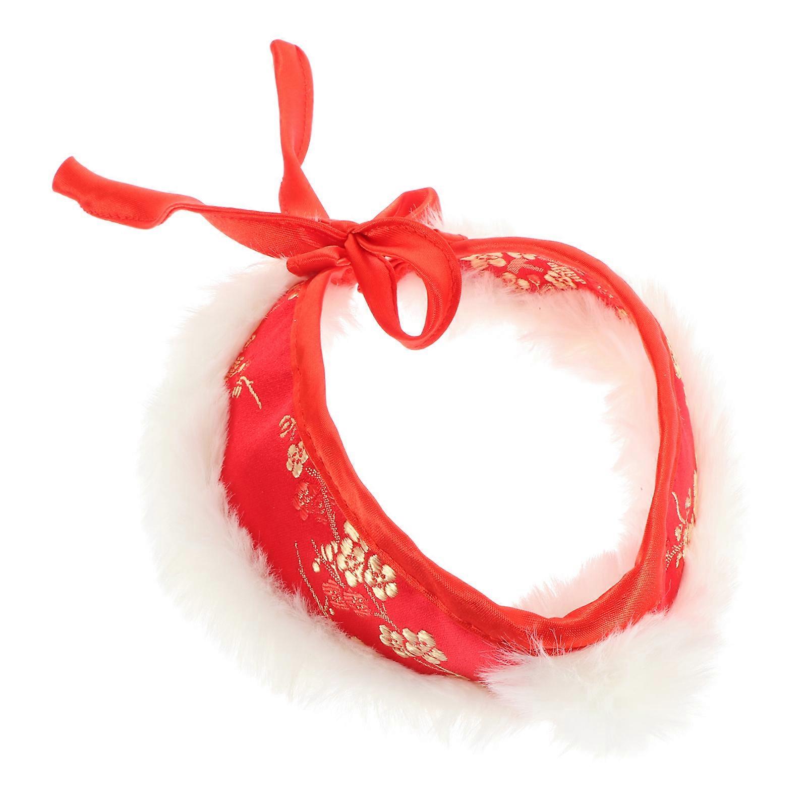 Warm Pet Collar Ideal For New Year Celebrations Red 1Pcs