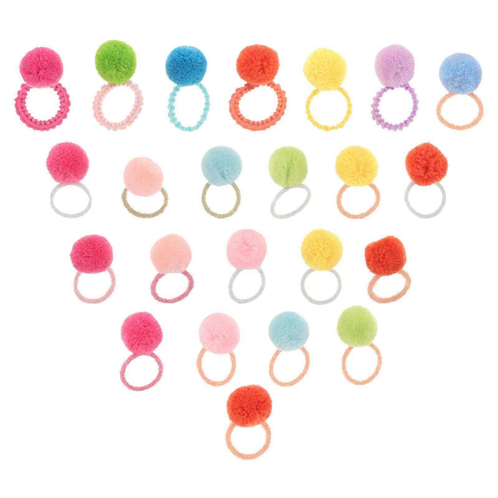 Cute Hair Ties With Balls For Toddlers Assorted Color Ponytail Holders Special Occasions Holds Hair 40Pcs