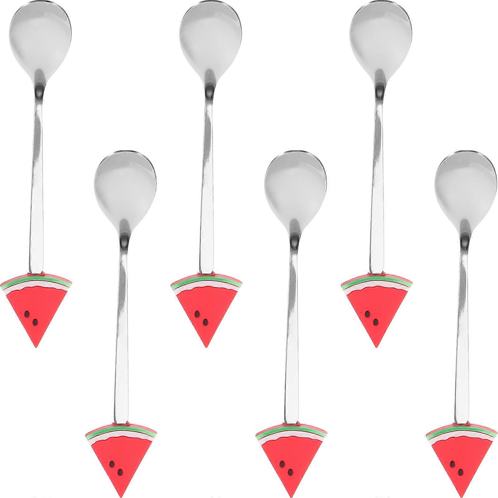 Watermelon Topper Shape Dessert Spoons 6Pcs Elegant Design For Families Women Suitable For Daily Use Dining And Picnic Occasions