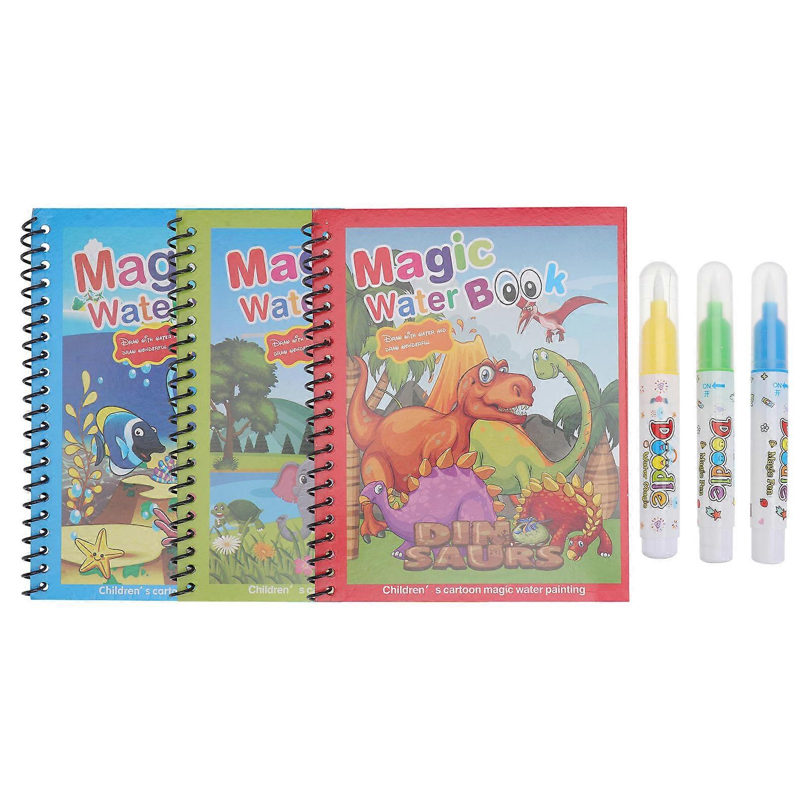 Watercolor Coloring Book For Kids 3Pcs Reusable Art Book For Playtime And Graffiti Assorted Color Educational Fun