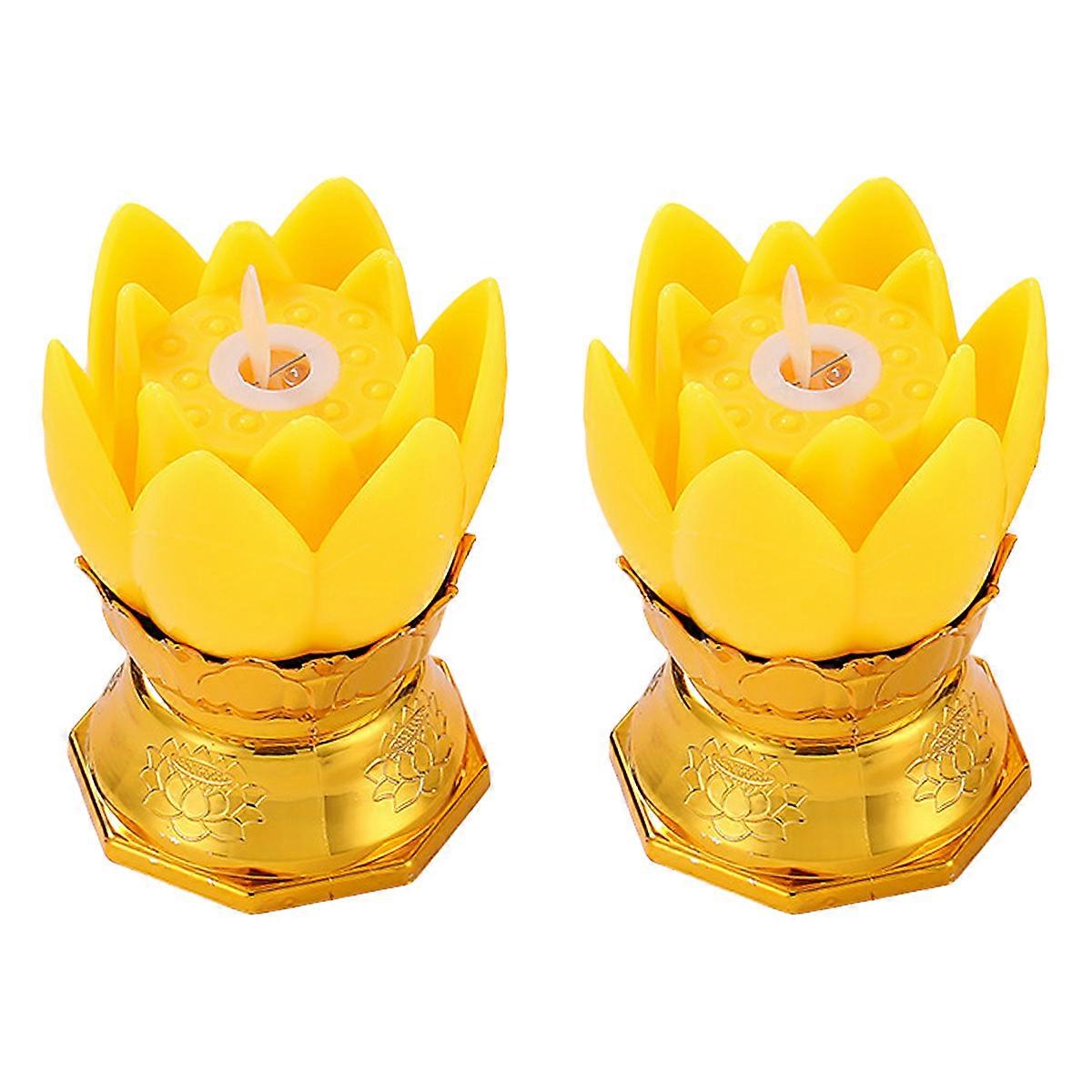 Lotus Lamp For Buddhist And Home Decoration With Wonderful Lotus Flower Design And Lighting Function 2Pcs