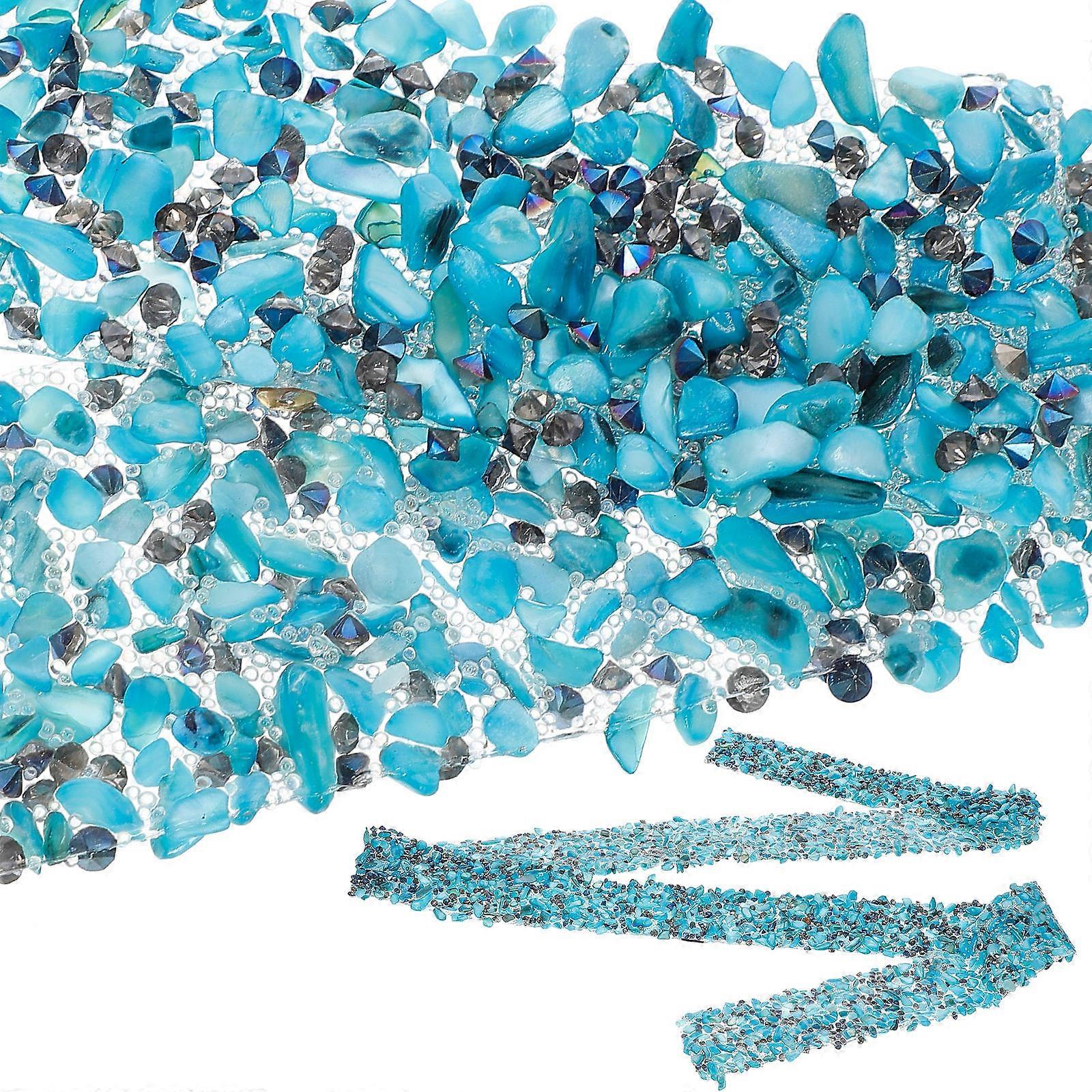 Blue Crystal Ribbon for Decoration with Hot Melt Adhesive Design Crafted from Crystal and Macadam 1