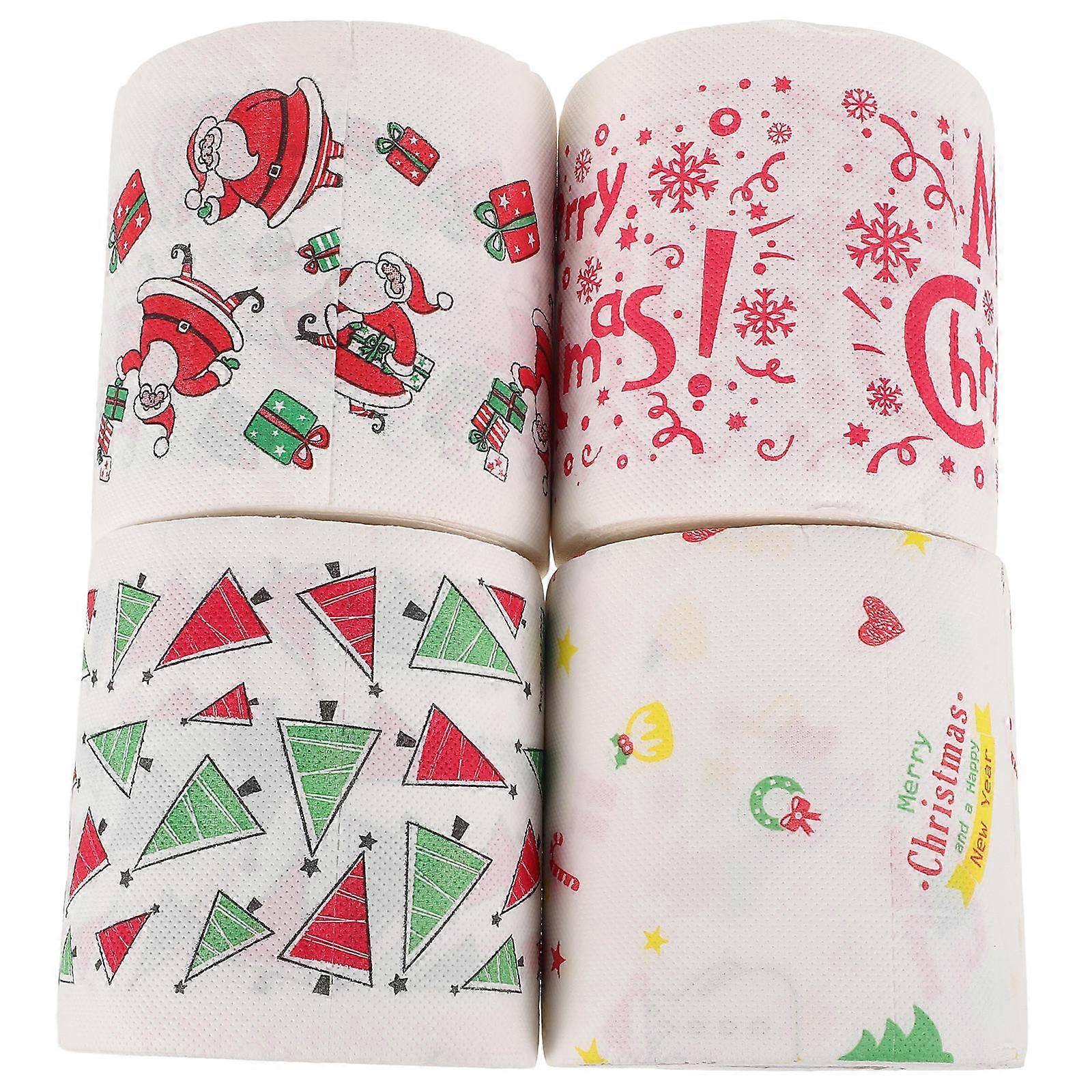 Christmas Joke Toilet Roll Double Layer for Festive Bathroom Use 4 Rolls