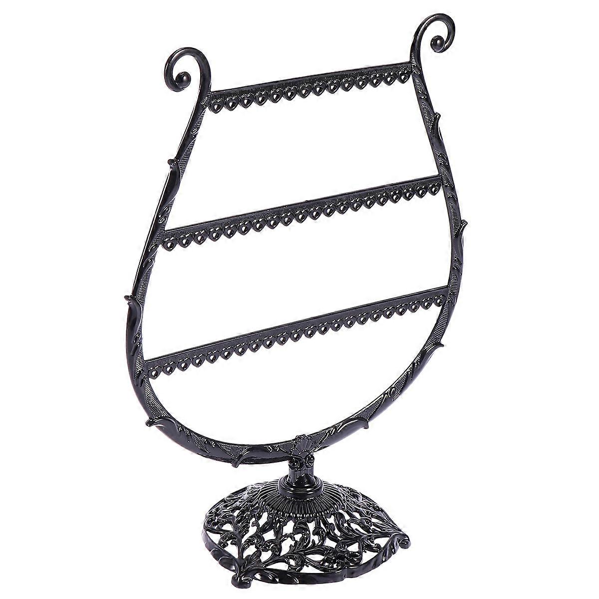 Black Iron Jewelry Display Rack for Storage Stable Performance Ideal for Home or Bedroom Use 10.5x7.5x4.5 inches