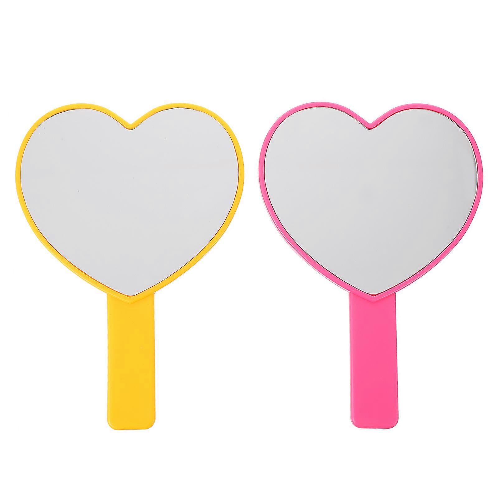 Heart Shaped Handheld Makeup Mirror Portable CompactABS Material Orange Color 2 Pcs