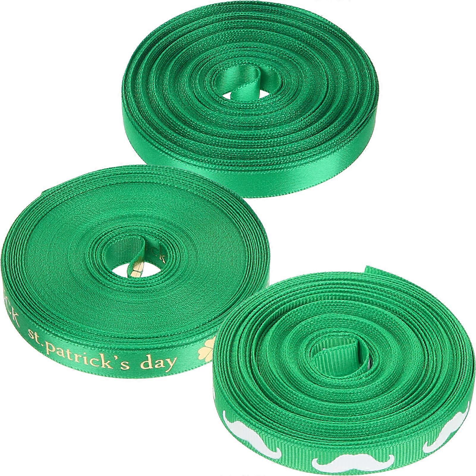 St Patricks Day Ribbon for Gifts Decorative Ribbons for Craft Projects Made of Polyester Multi Color 3 Rolls