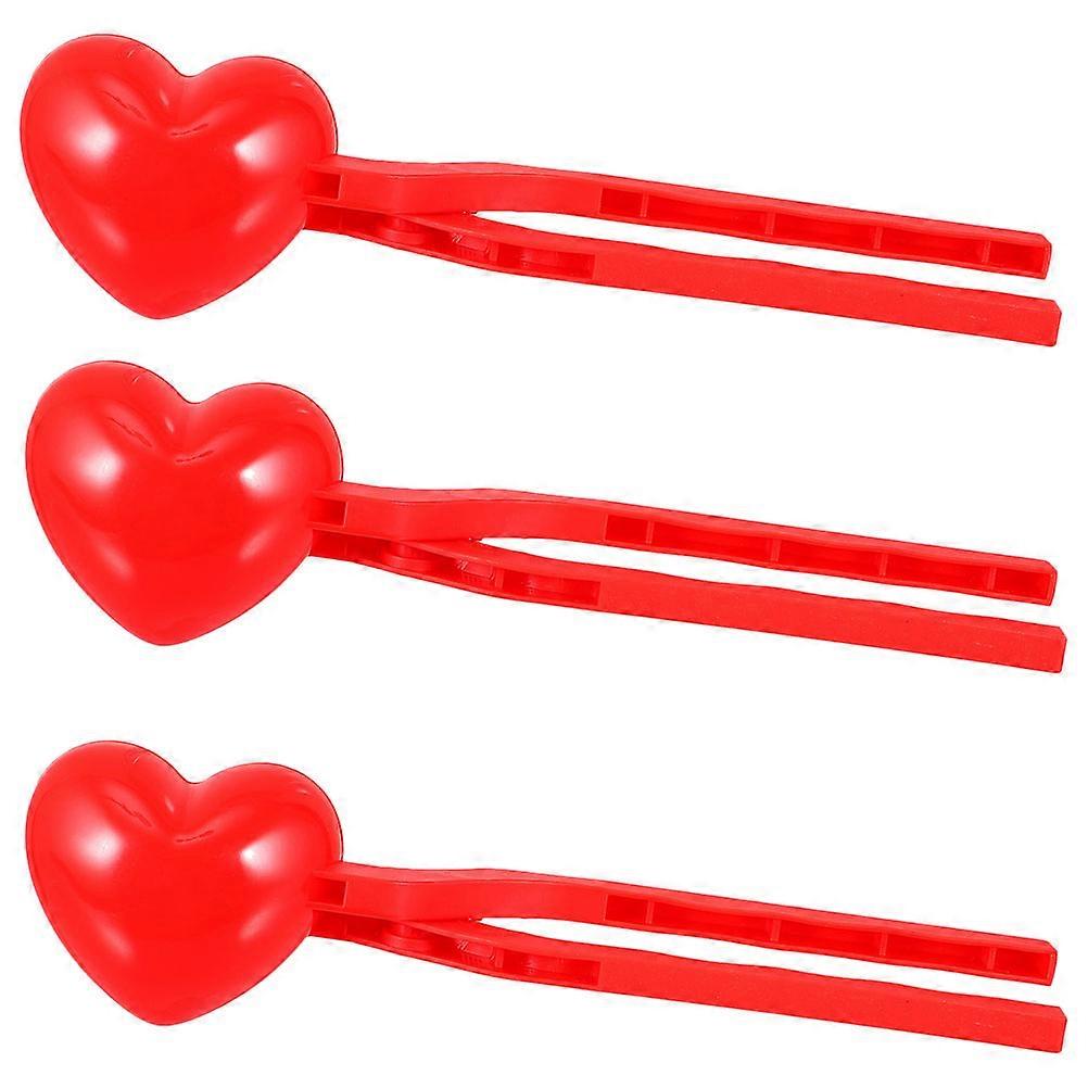 3pcs Heart Shaped Maker Clips with Ergonomic Handles for Quick Snow and Sand Ball Creation – Portable Play Tool for Winter and Outdoor Fun