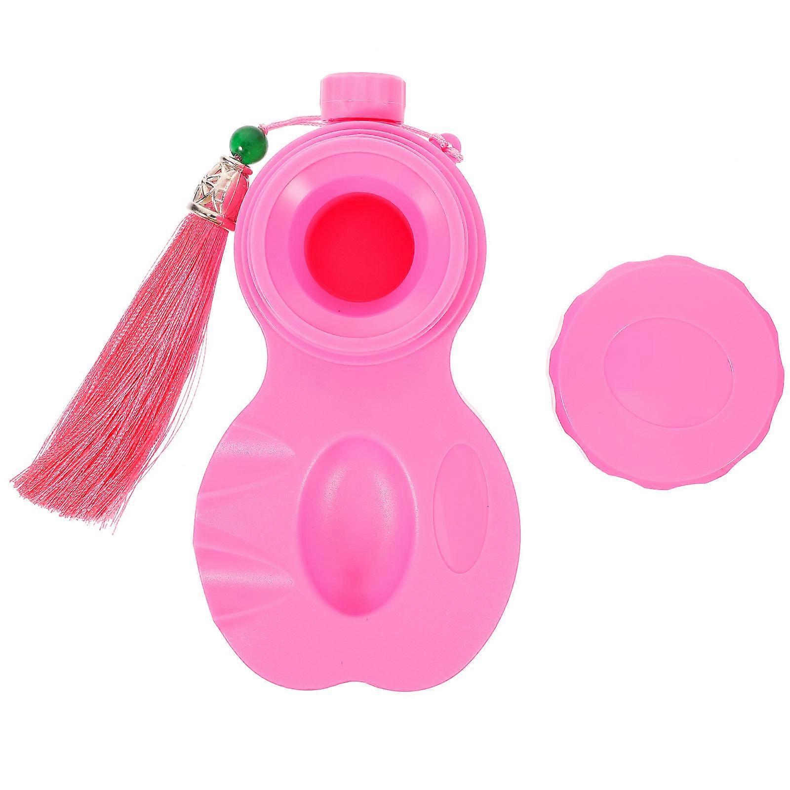 Pink Portable Covered inkstone with Brush Rest for Beginner Calligraphy Practice at Home Plastic 7.87x5.51x1.38 Inches