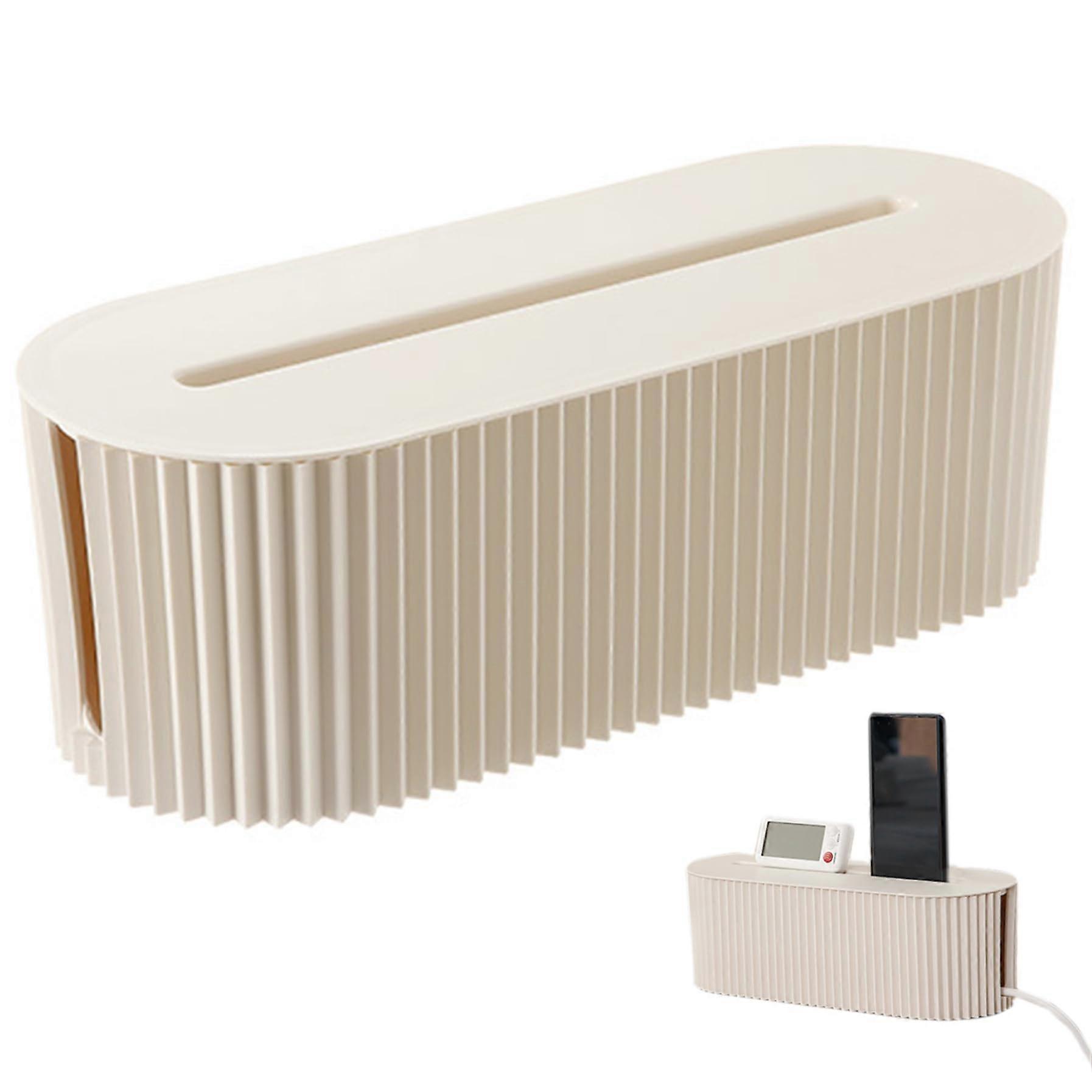 Cable Management Box 13x5x4 Inch PP Box with Lid and Slot for Hiding Cables and Power Strips at Home Office Desk and TV