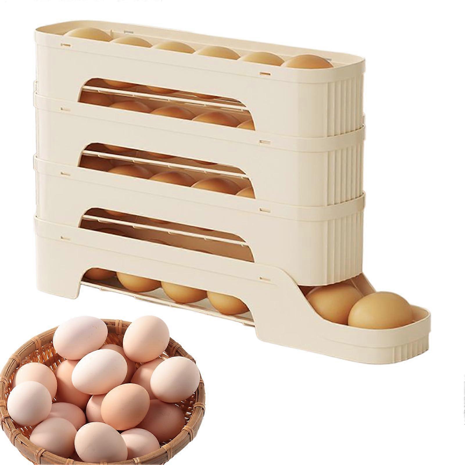 Rolling Egg Dispenser for Refrigerator, Automatic Egg Dispenser EasyAccess, NonSlip Storage