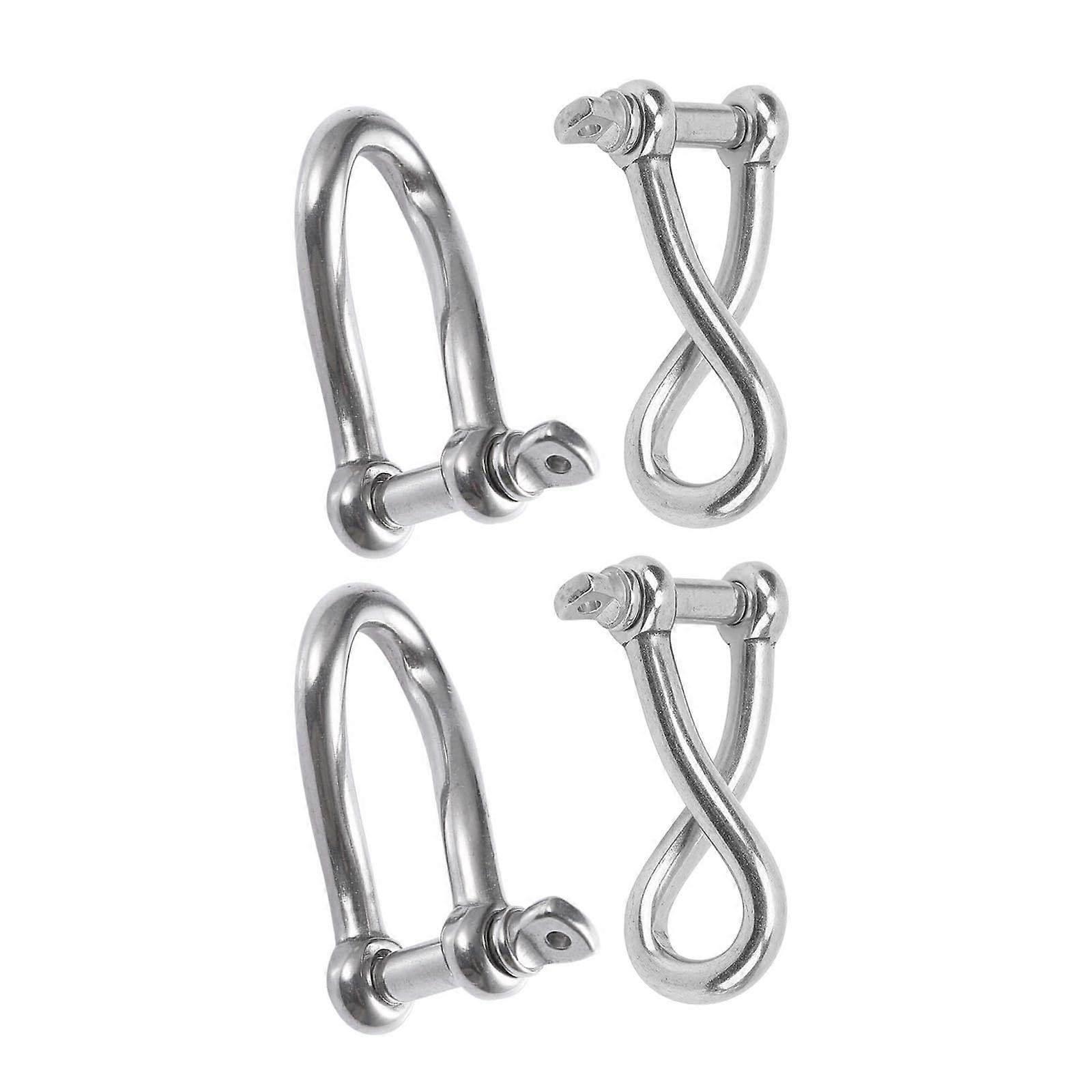 4 x Twisted Shackle Screw Pin 3/8" Rustproof Stainless Steel Swivel Shackle for Sailing Marine Applications