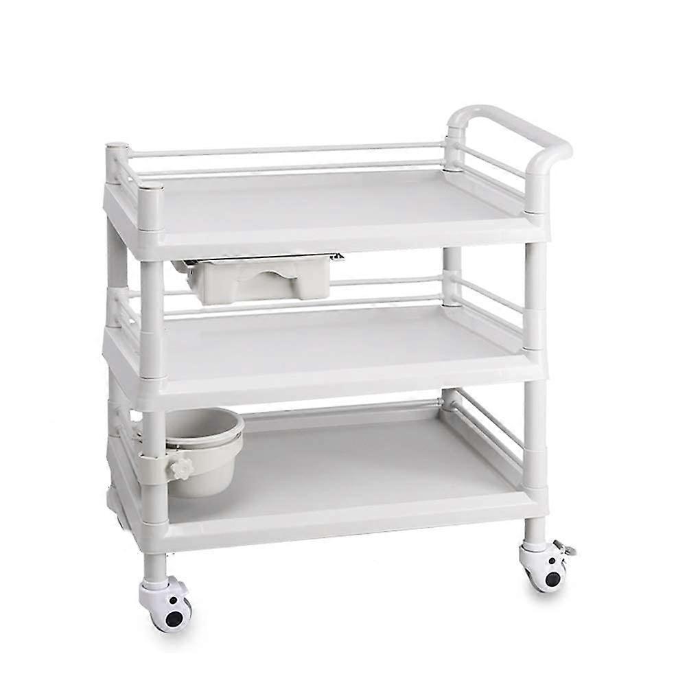 Medical rolling cart with handle and tray, universal wheel with brake, 54 x 37 x 98 cm, ideal for beauty professionals. Style 2: 64.5×44.5×98 cm.