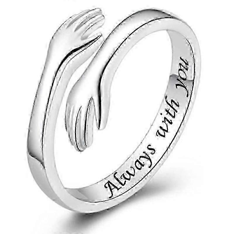 925 Sterling Argint Hug Inele pentru cupluri de mână Îmbrățișare Inele Îmbrățișarea Mâinile Open Promise Inel pentru femei bărbați reglabile