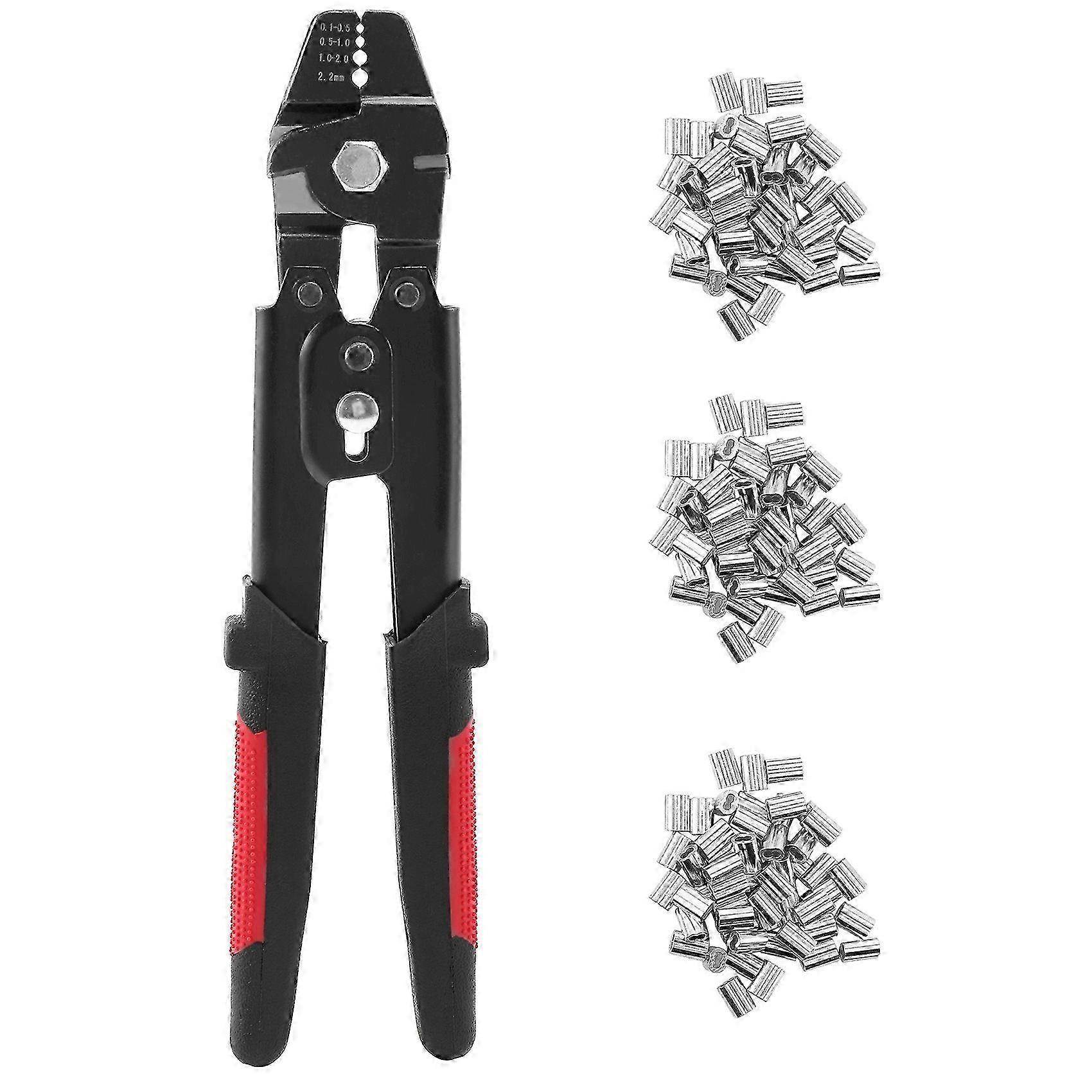 Wire Rope Crimping Tool Kit with Swagers, Crimpers & Fishing Pliers for Crimping Sleeves