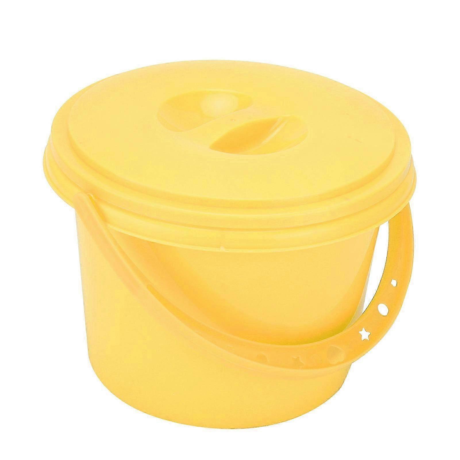 Multi-Function Plastic Paint Brush Tub with 2 Compartments & Palettes - Color Mixing Bucket in Yellow (YJ004)