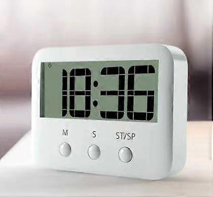 White digital kitchen timer with countdown cooking timer  alarm  back stand and large LCD display