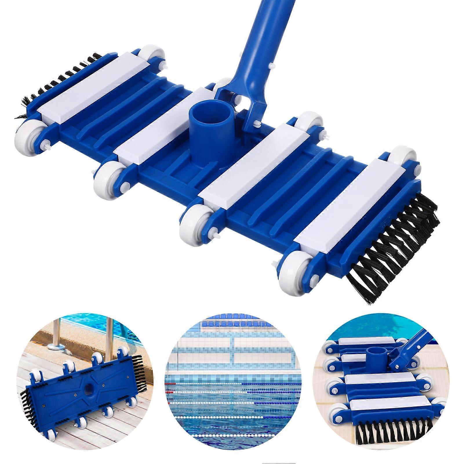 Swimming Pool Algae Brush With Brush Suction Basin Hose Opening Wireless Pool Vacuum Kit Blue PP Plastic 1