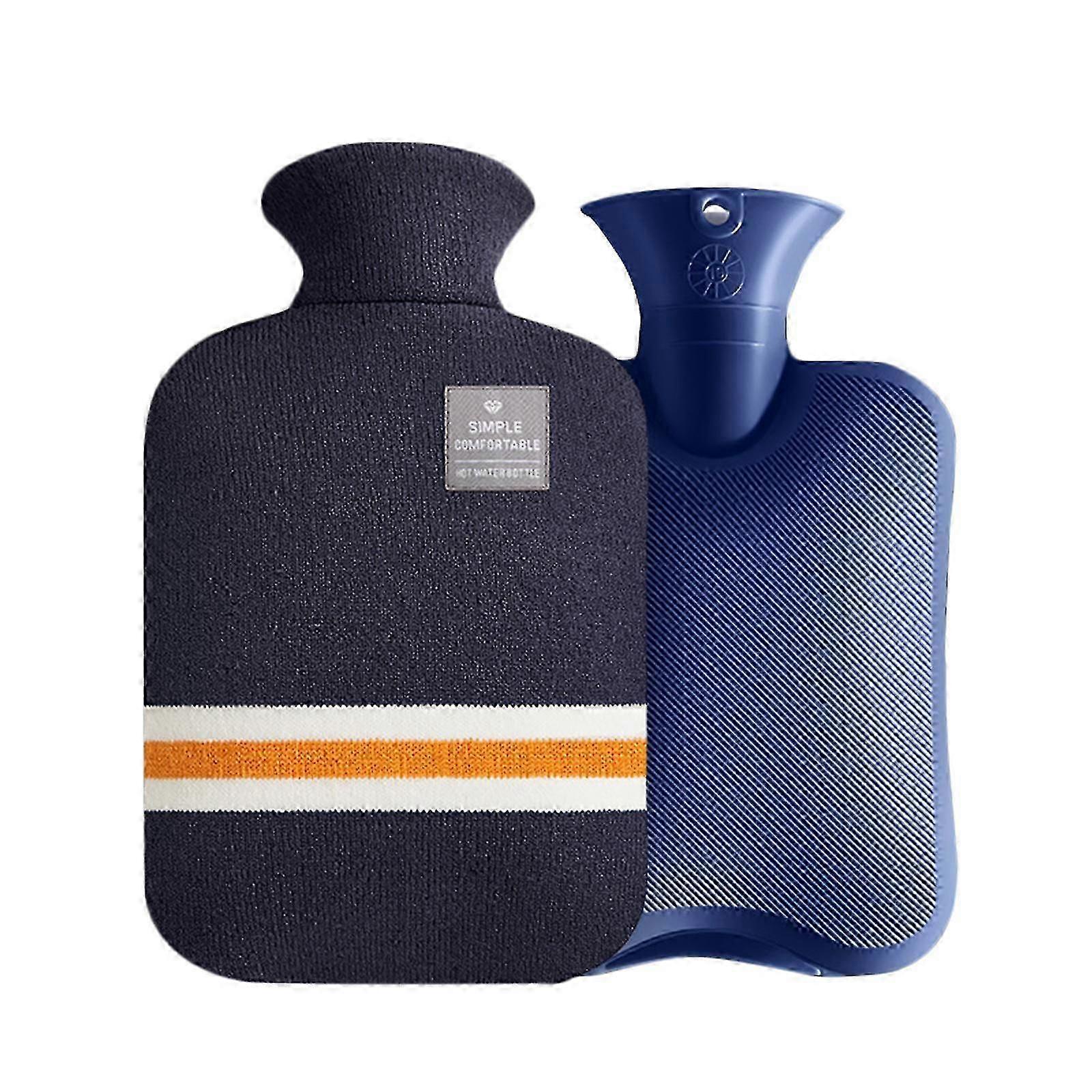 Varmvattenflaska med lock gummi, 2l varmvattenpåse för smärtlindring varm kompress, menstruationskramper lättnad