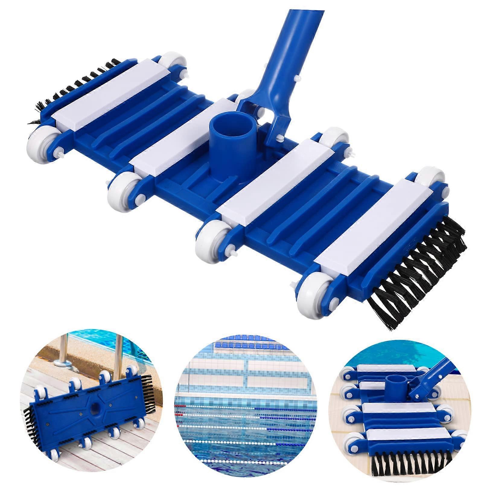 Pool Vacuum Head with Brush, Flexible Handle, Compatible with Above Ground and In-Ground Pools, Effortless Dirt and Leaf Removal