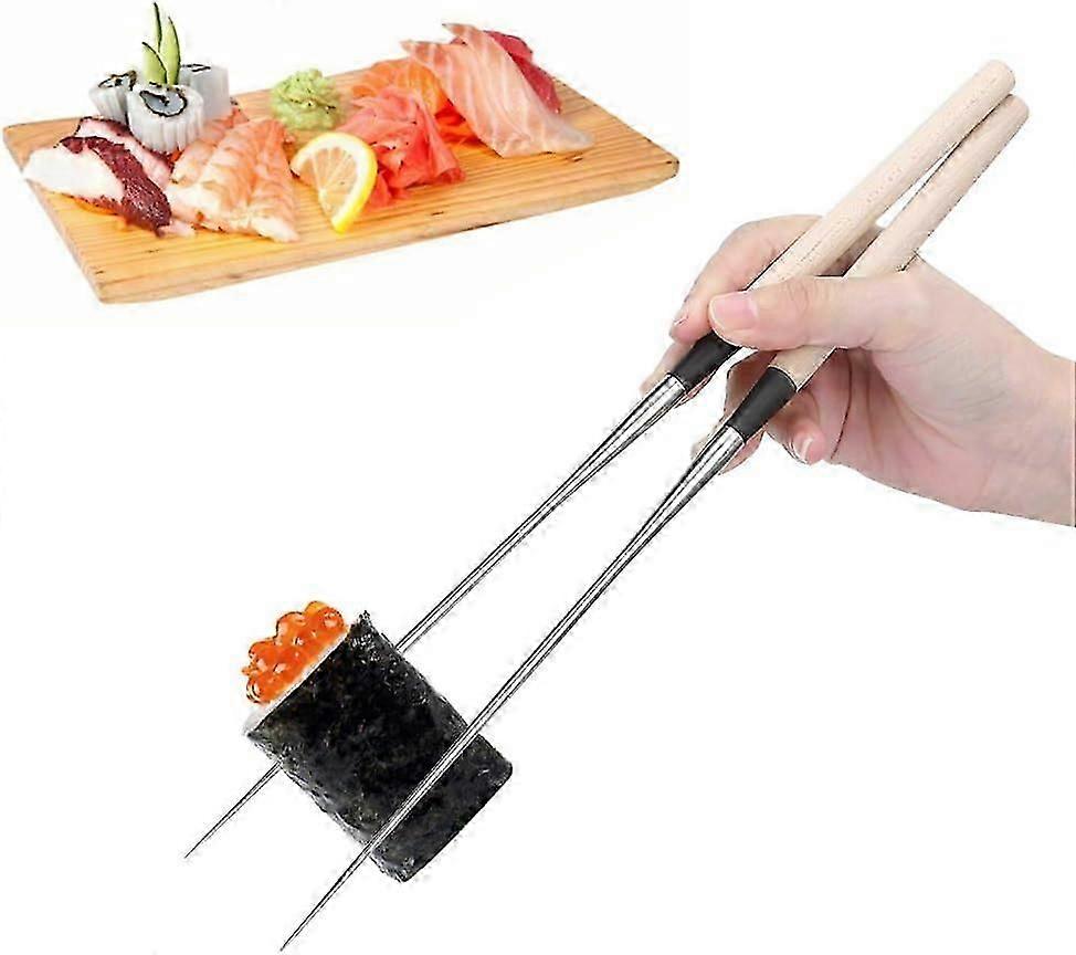 Baguette alimentaire, baguettes à sushi, baguette japonaise en acier inoxydable avec poignée en bois, vaisselle, baguettes de fondue