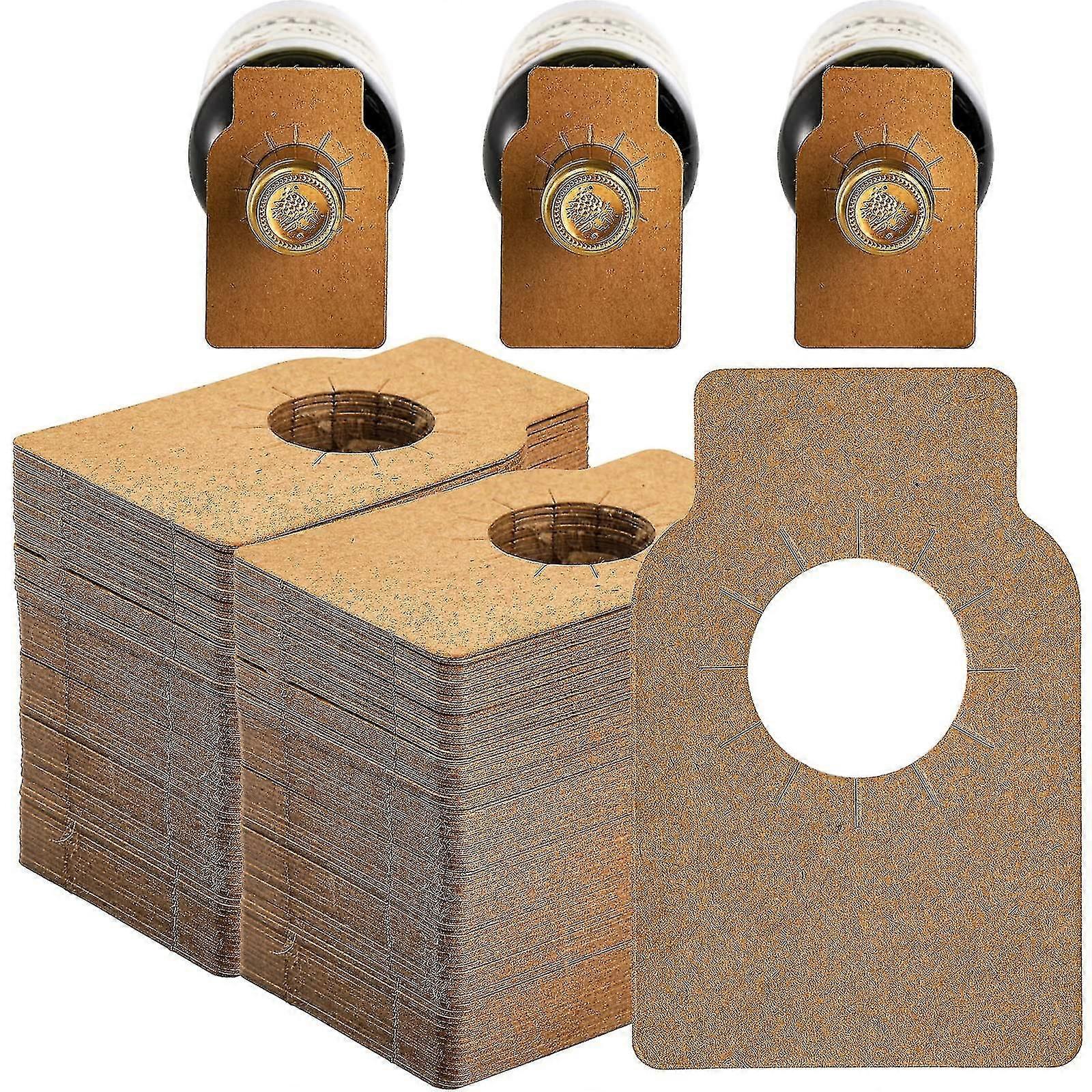200 Pcs Wine Bottle Tags, Kraft Paper Wine Cellar Labels, Réutilisables Custom Bottle Neck Gift Tags pour Champagne