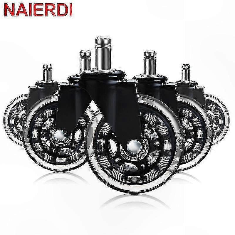 Soft Rubber Swivel Wheels for Office Chairs, 60kg Load Capacity, Blade-Style Rollers for Smooth and Quiet Movement