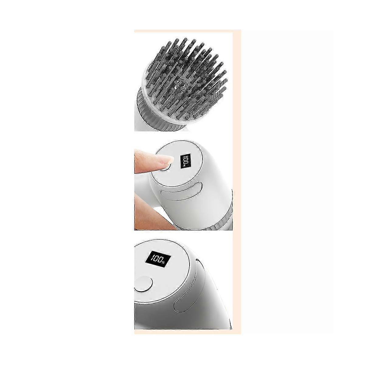 Three-in-one dishwashing cleaning brush with two-speed power and multiple brush heads for efficient oil removal