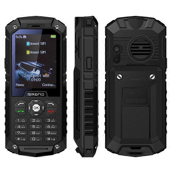 Unbreakable Phone Rugged Dual SIM Portable Shockproof 2.4' IP68 Black Lamp + 8GB SD YONIS