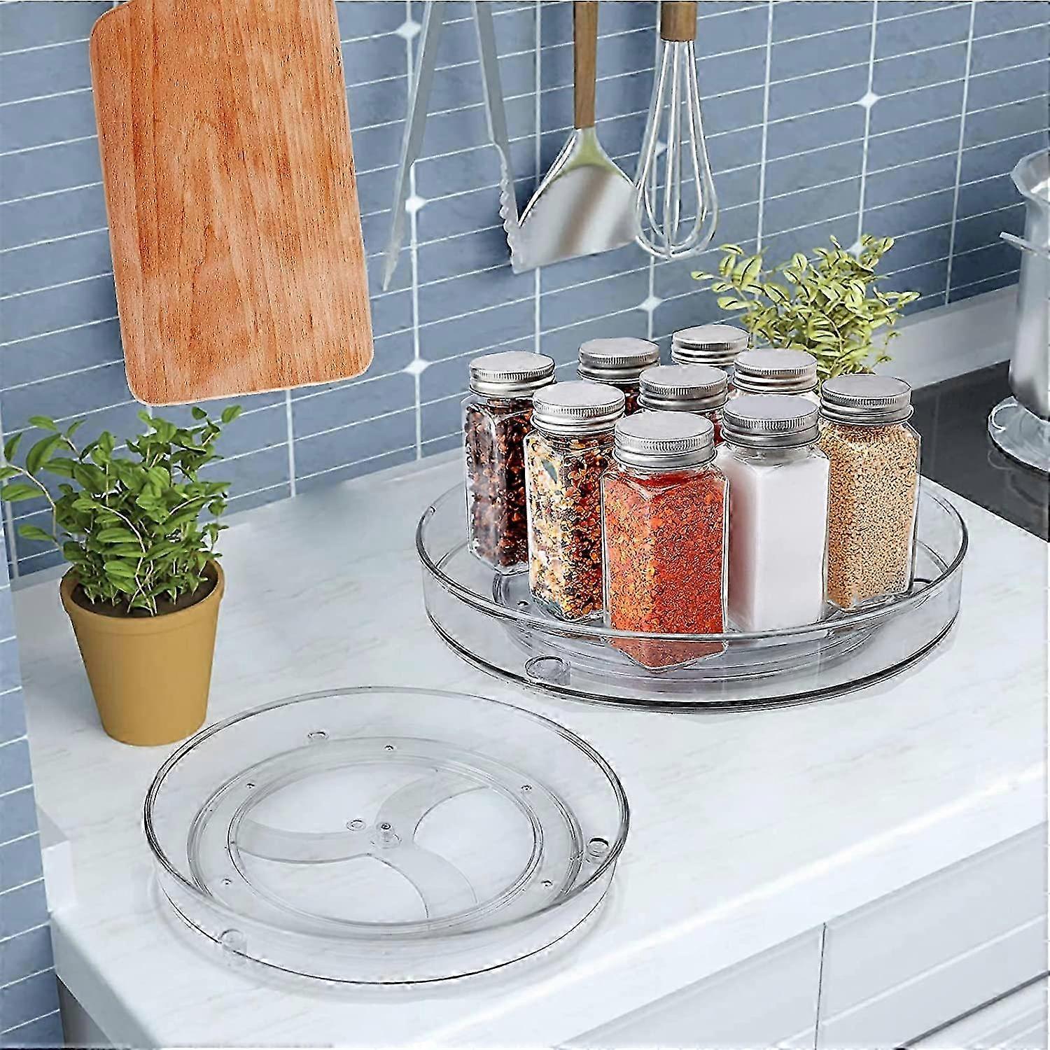 Round spice rack, rotating kitchen storage tray, non-slip rotating, diameter 23.5 cm