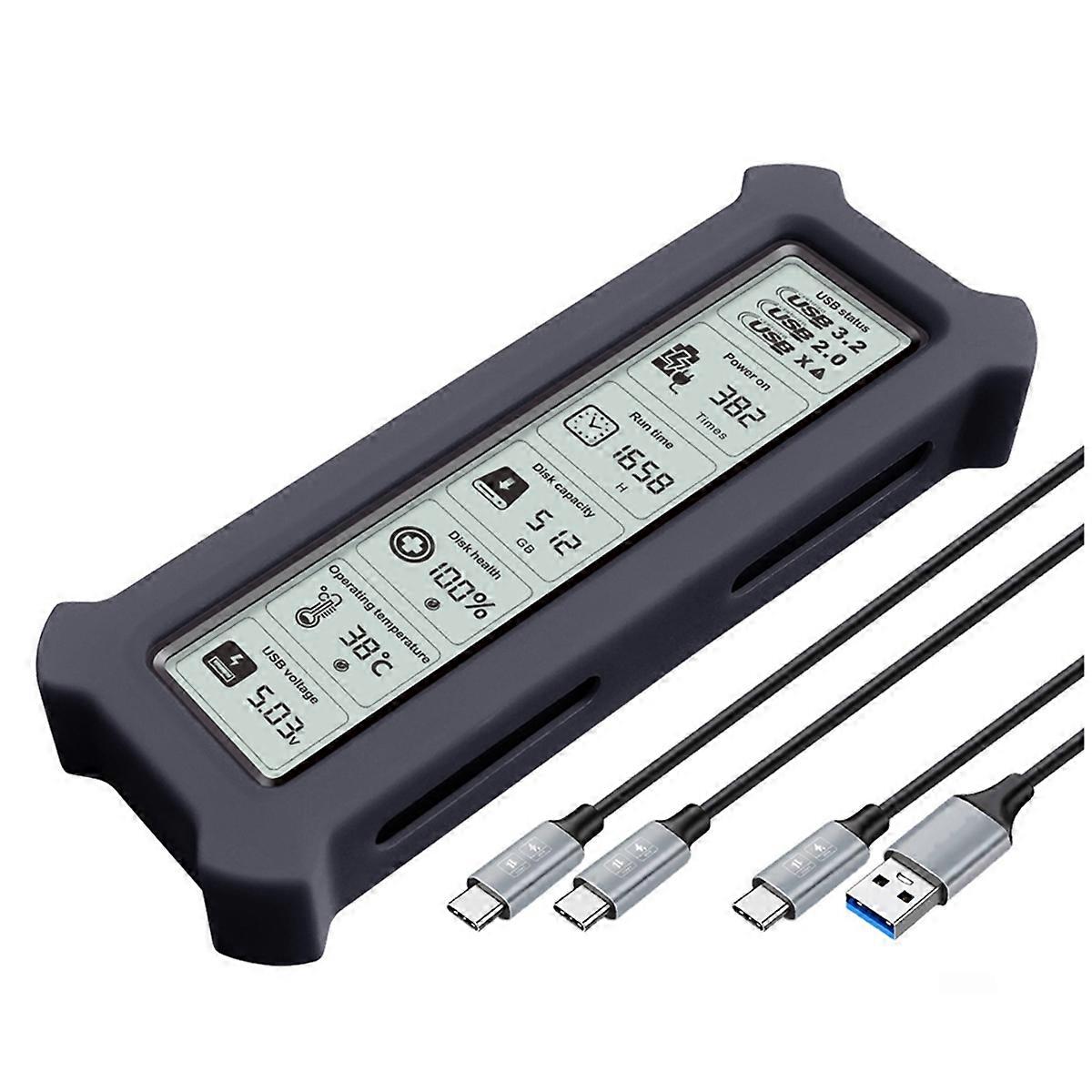 M.2 NVME Protocol SSD Enclosure with Display Screen USB Type C SSD Adapter for NVME PCIE SSD Disk B