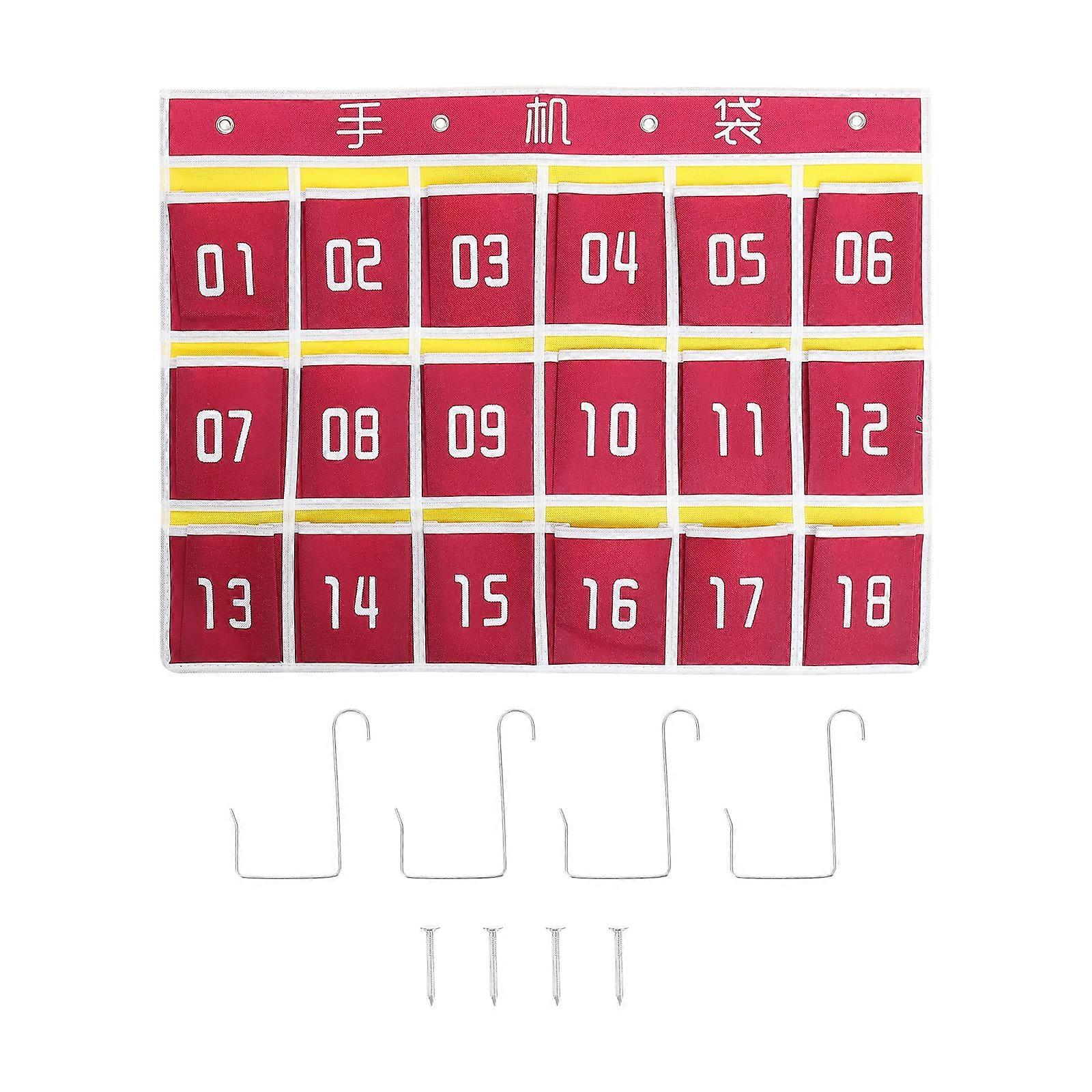 Multi-Function Phone Holder Wall-Mounted Pocket Chart for Storage 1Set