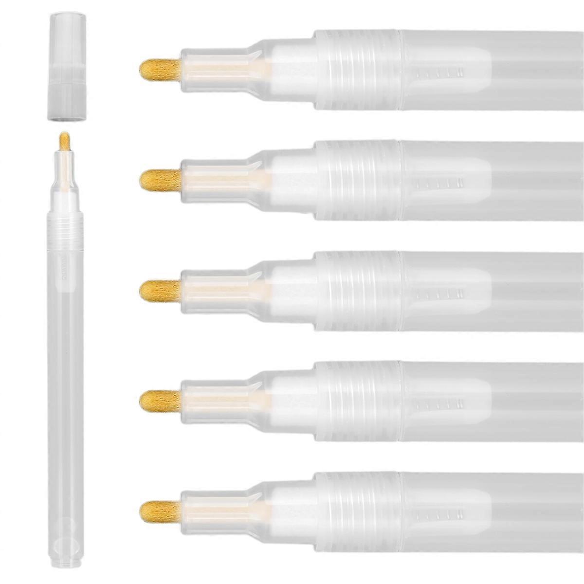 Acrylic Paint Markers,6 Pcs Empty Markers, Fillable Paint Touch Up Pen, Round Tilted Flat Head Refillable Paints Marker