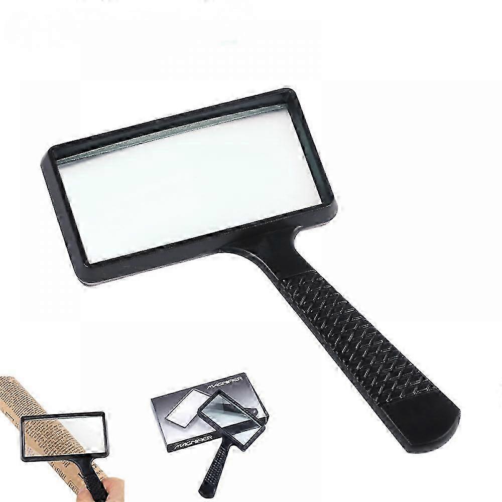 Black Light Weight Exquisite Workmanship and Excellent Work 4X Rectangular Handheld Large Reading Magnifying Glass Magnifier