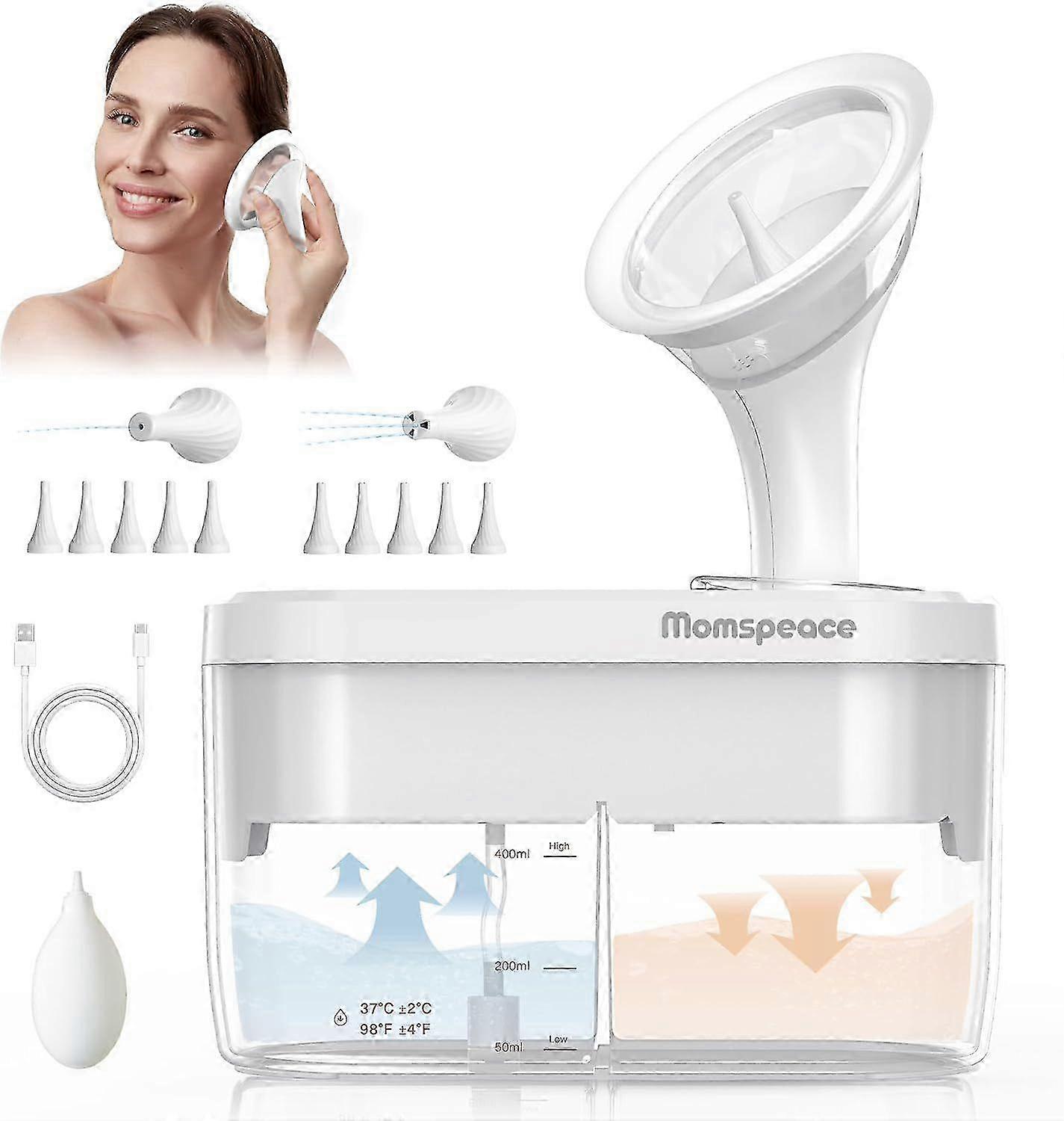 Kit d’élimination du cérumen sans fil avec 4 embouts remplaçables Système de nettoyage d’oreille sûr pour les enfants