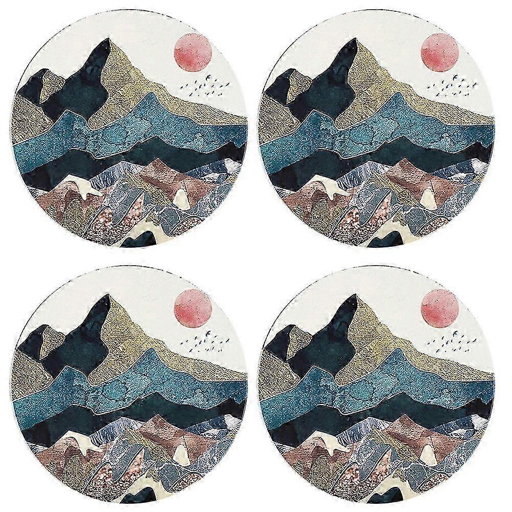 2025 Marble Pattern Coasters - Round Drinks Absorbent Stone Coaster Set with Ceramic Stone and Cork BaseNEW9