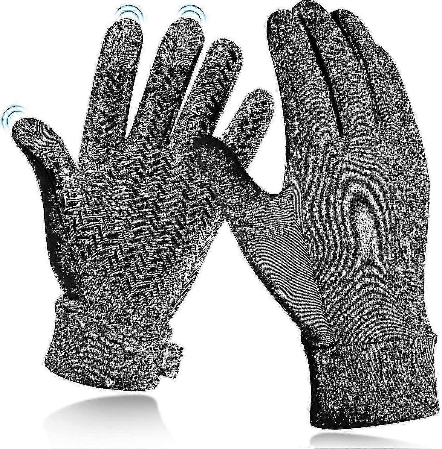 タッチスクリーンランニング手袋屋外ユニセックスグローブ - ブラックウィンターグローブ