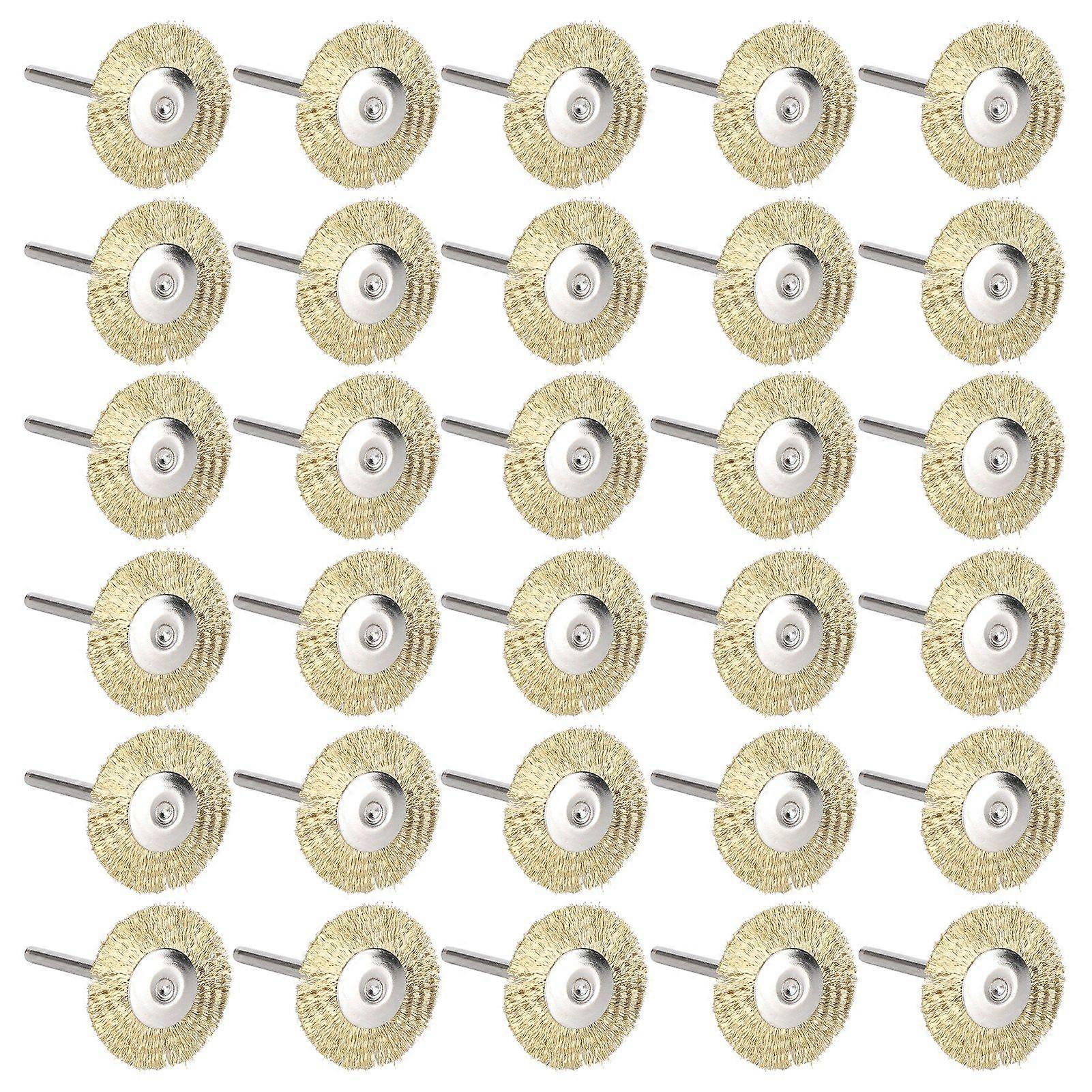 30Pcs Brush Wheel Flat Mini Wood Carving Rust/Corrosion/Paint Removal Polishing ToolsBrass Wire