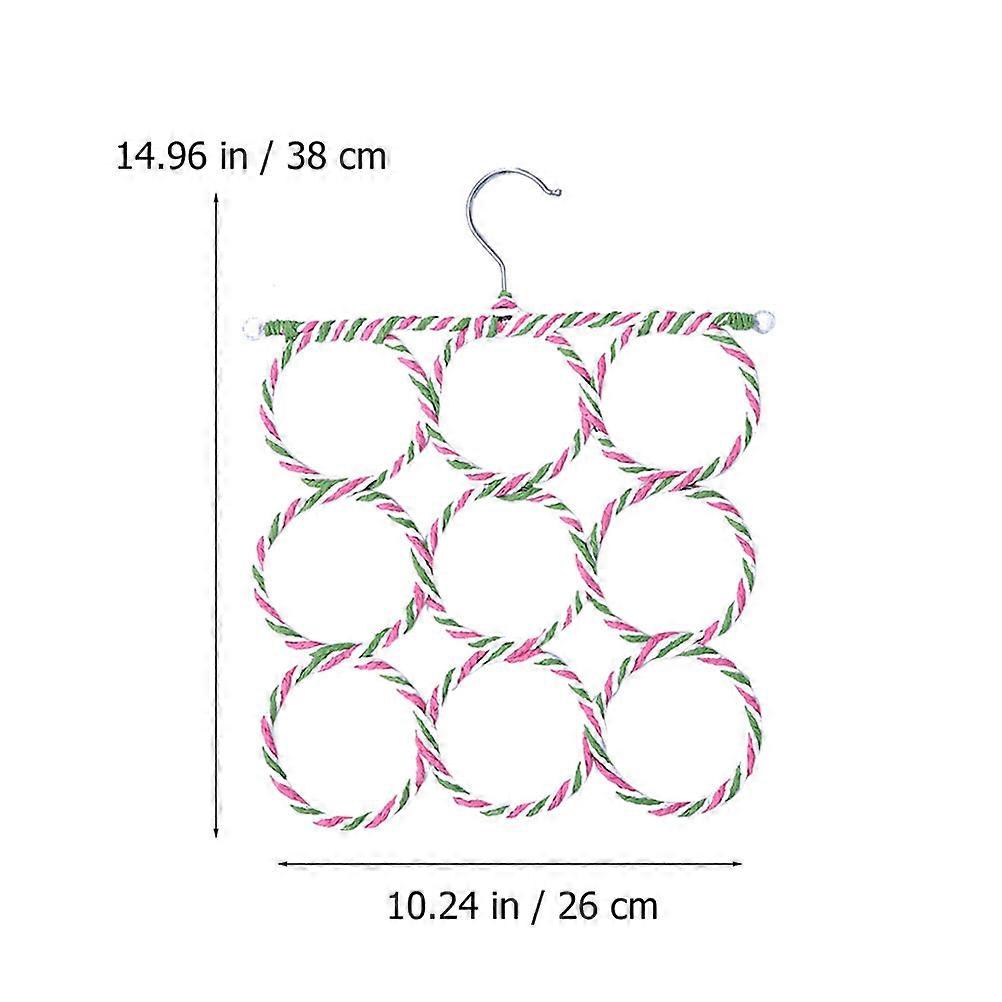 Paper Rattan Tie Hanger with 9 Rings for Closet 4Pcs Set