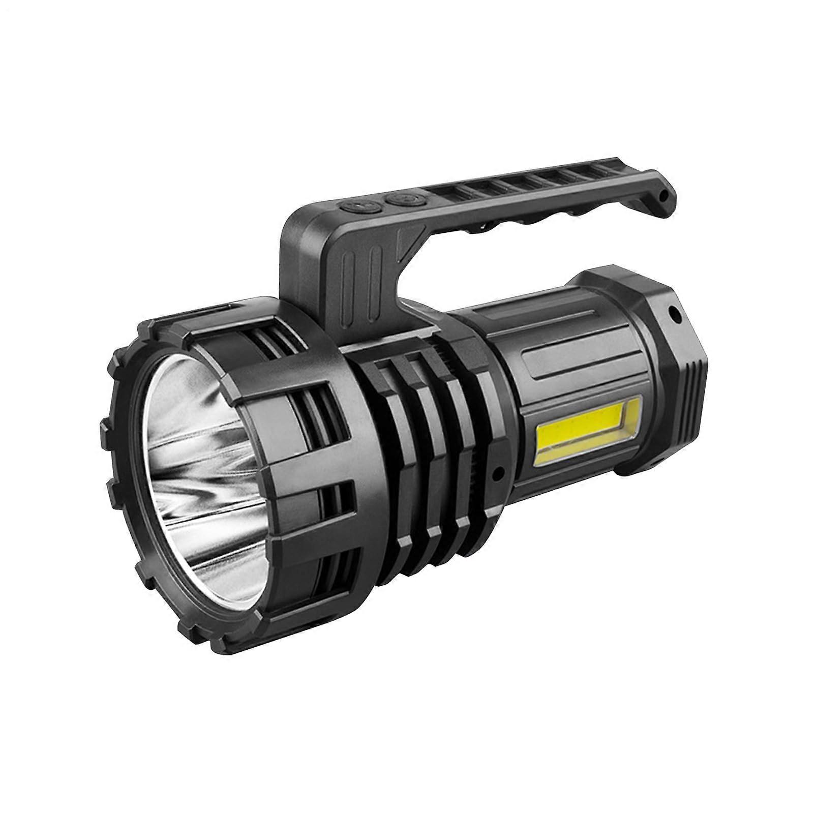 Rechargeable LED Torch USB Rechargeable, Lumen, Adjustable Focus, Waterproof, Black Portable Flashlight