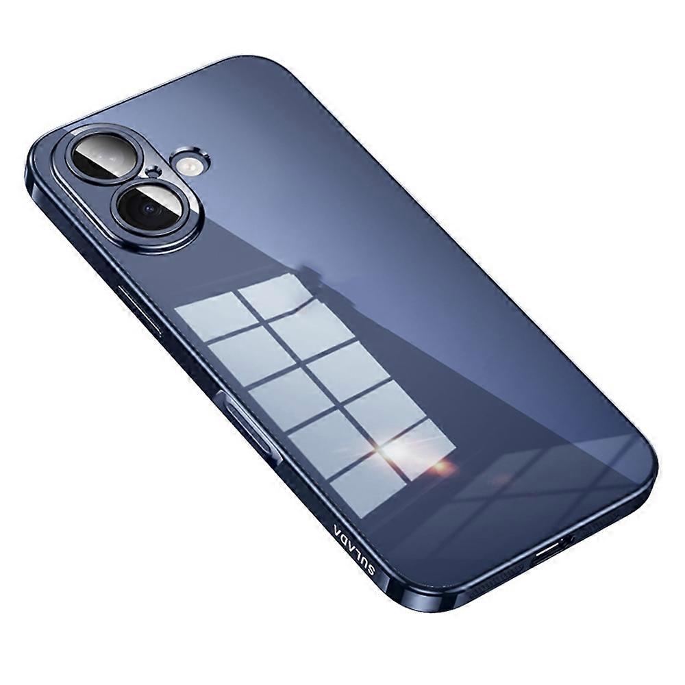 SULADA Pour iPhone 17 Coque de téléphone ultra mince en TPU transparent galvanisé - Bleu titane