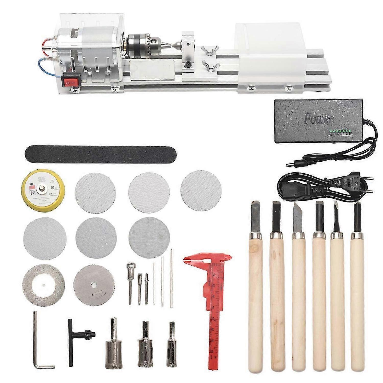 Mini Lathe Machine DIY Woodworking Wood Lathe Milling Machine EU Plug