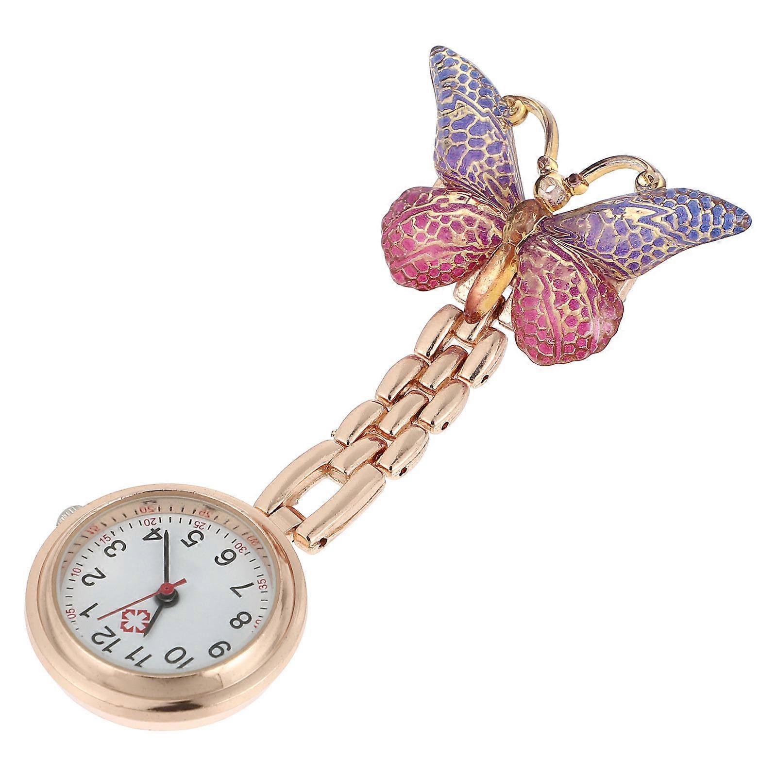 Butterfly Quartz Nurse Watch Clip on Hanging Pocket Watch for Nurses