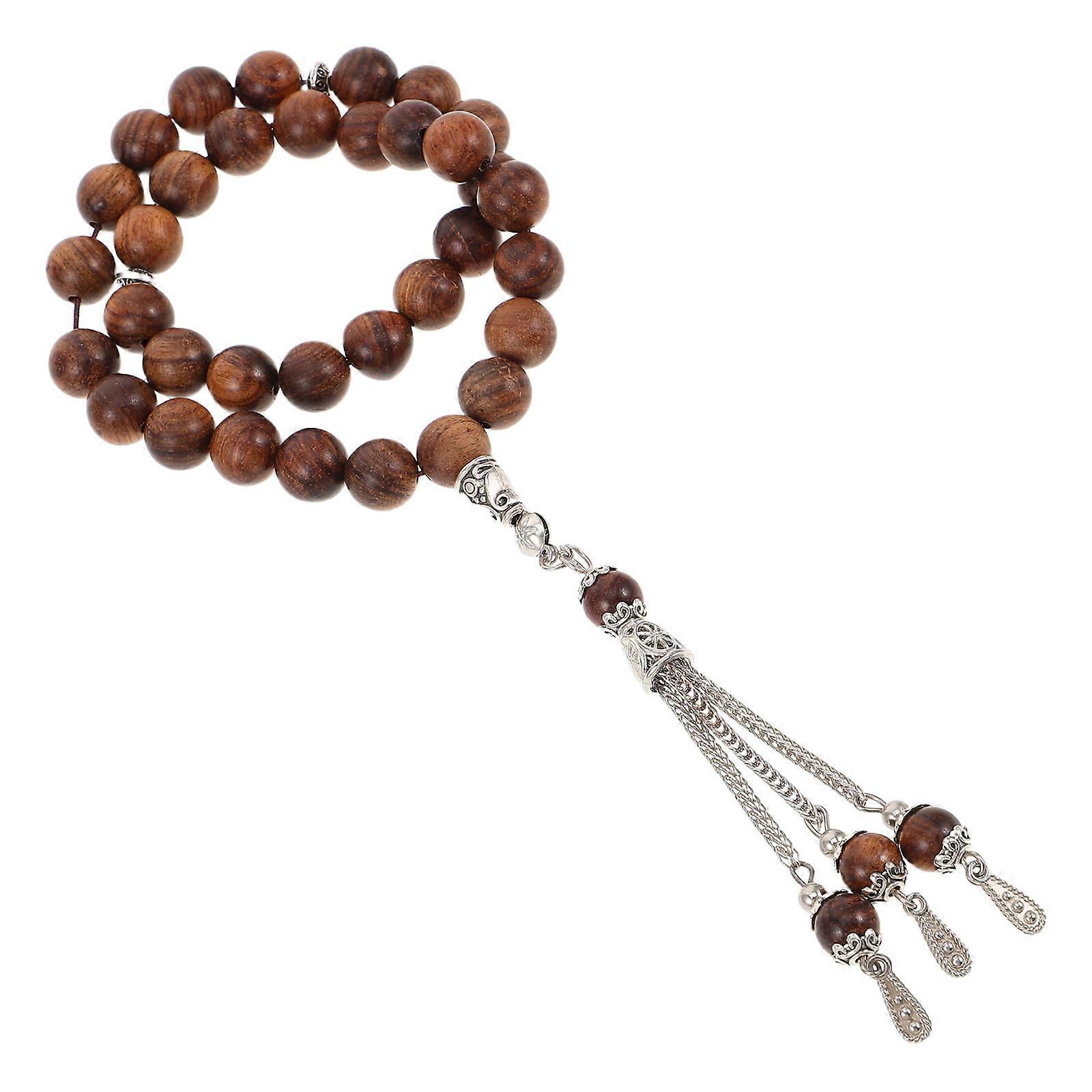 Muslim Prayer Beads Wooden Bracelet for Tasbih Meditation 3Pcs Chain