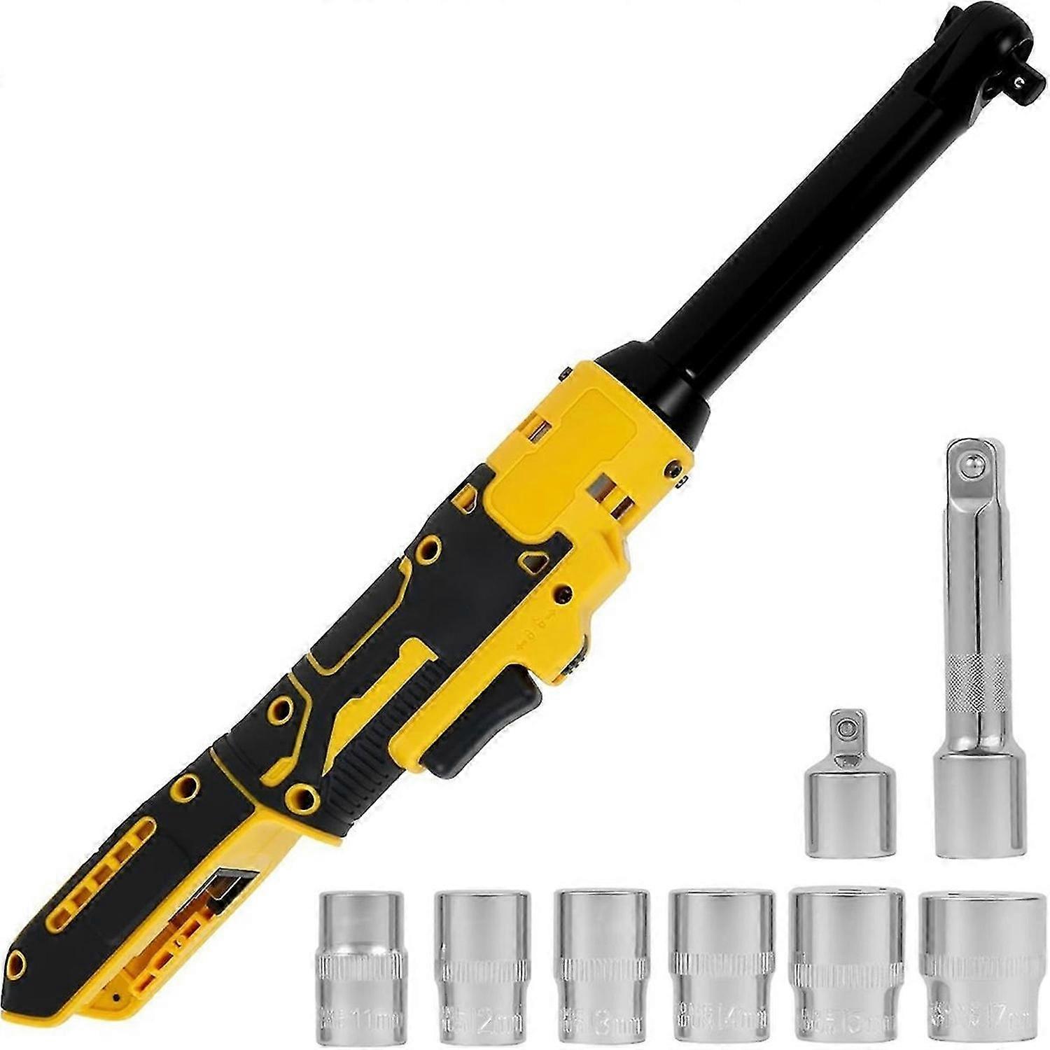 Cordless Ratchet Wrench Set, 3/8In-20V 110Ft Electric Variable Speed Ratchet Wrench with 7 Sockets,E