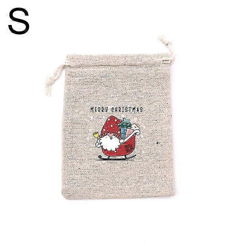 Christmas Linen Bag Candies Drawstring Gift Storage