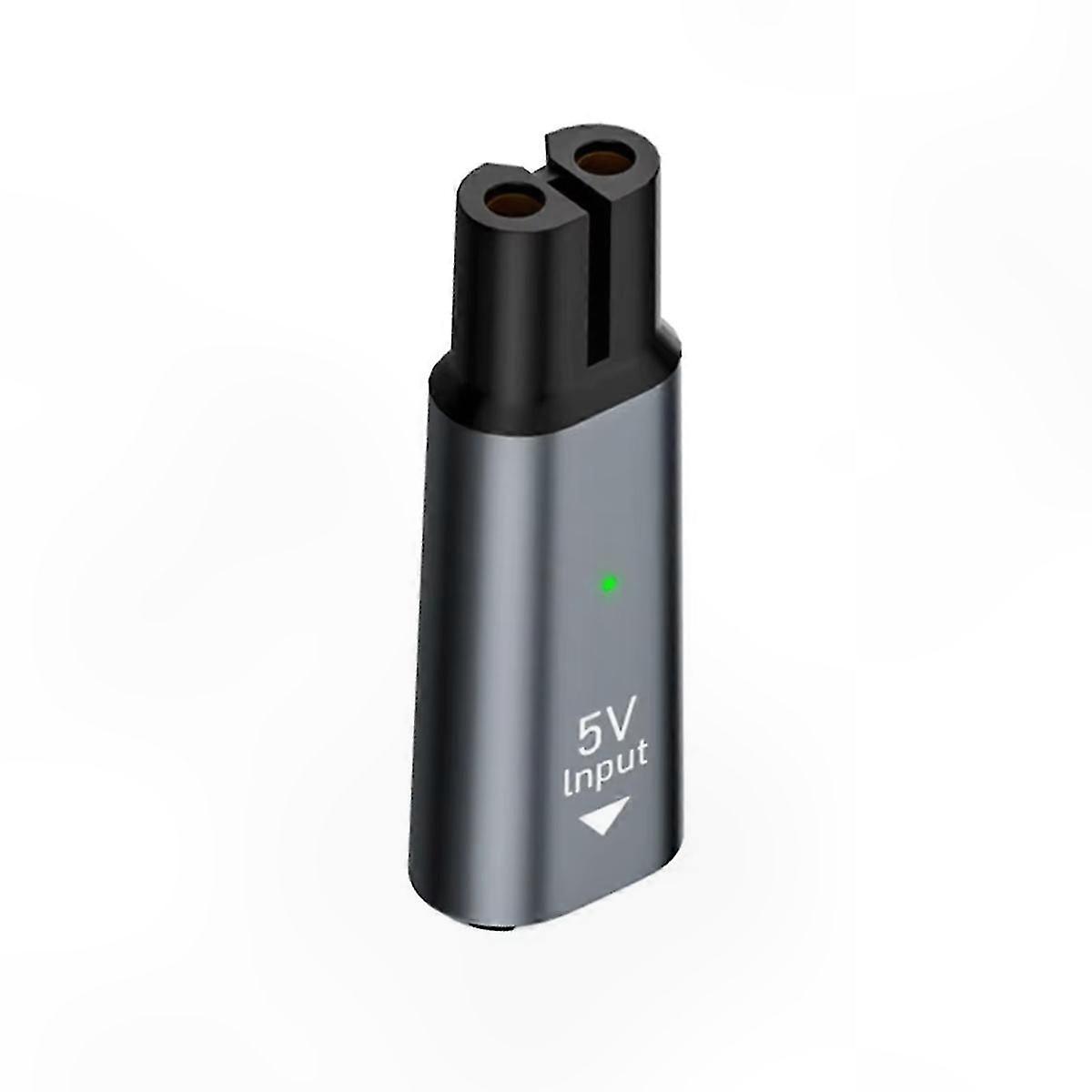 Type-C Shaver Adapter for 5V Portable Electric Razors, Compatible with One Blade Models QP2724 and QP2834, Grey